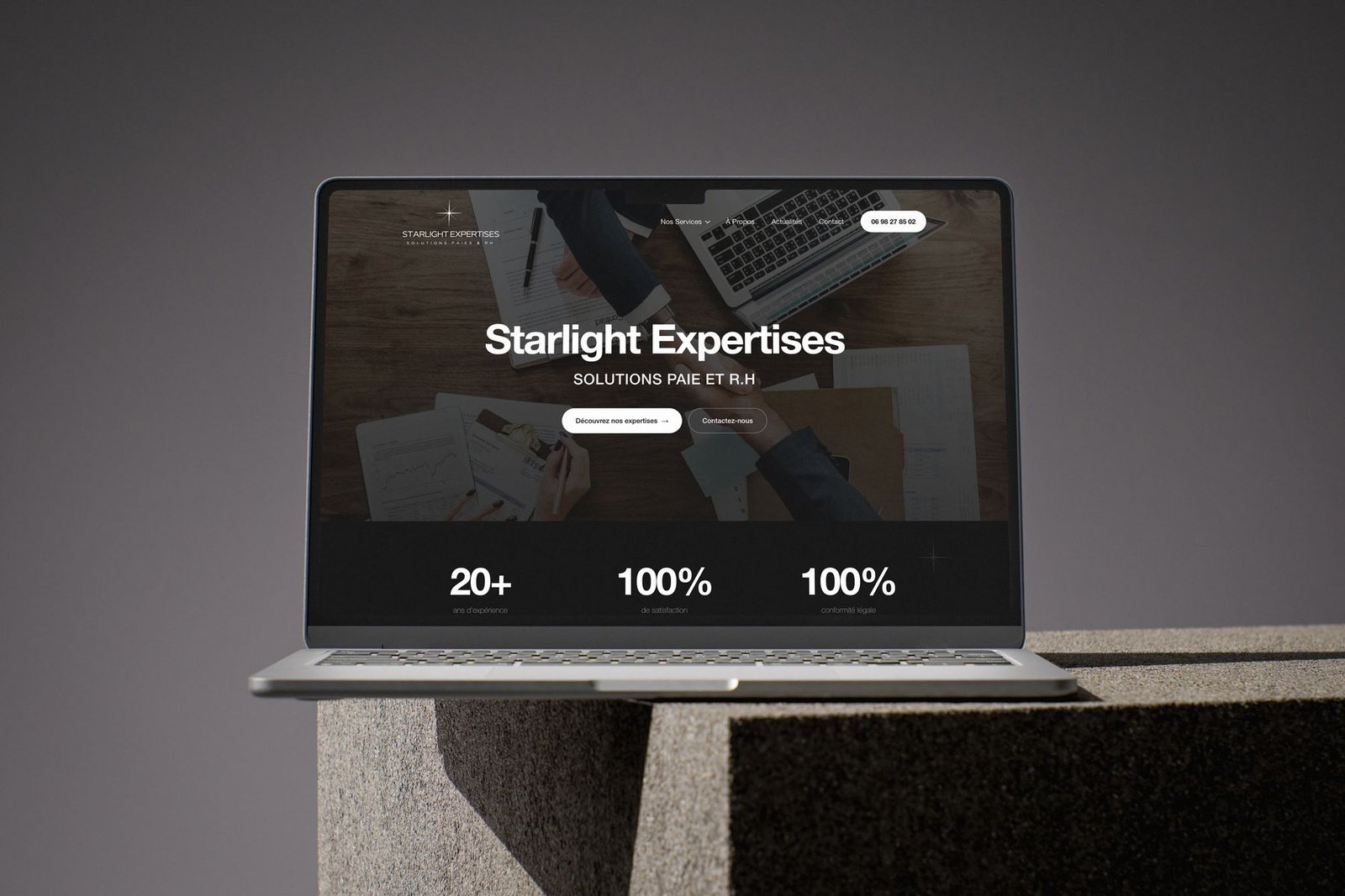 Site web de Starlight Expertises, cabinet de paie et RH à Nice, réalisé par Bloom Agency